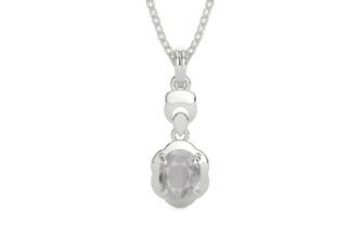 Sterling Silver Ceylon White Sapphire Pendant Prime Quality (P6)