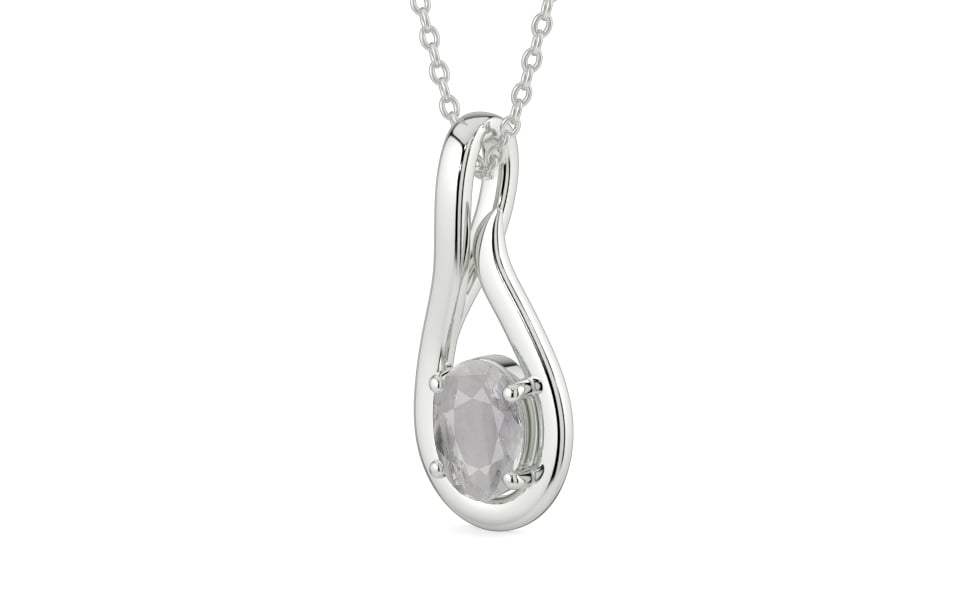 Sterling Silver Ceylon White Sapphire Pendant Prime Quality (P9)