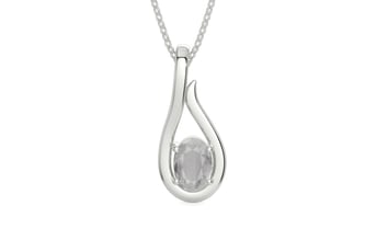 Sterling Silver Ceylon White Sapphire Pendant Prime Quality (P9)