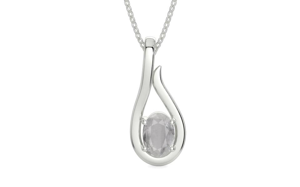 Sterling Silver Ceylon White Sapphire Pendant Prime Quality (P9)