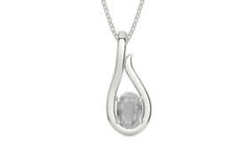 Sterling Silver Ceylon White Sapphire Pendant Prime Quality (P9)