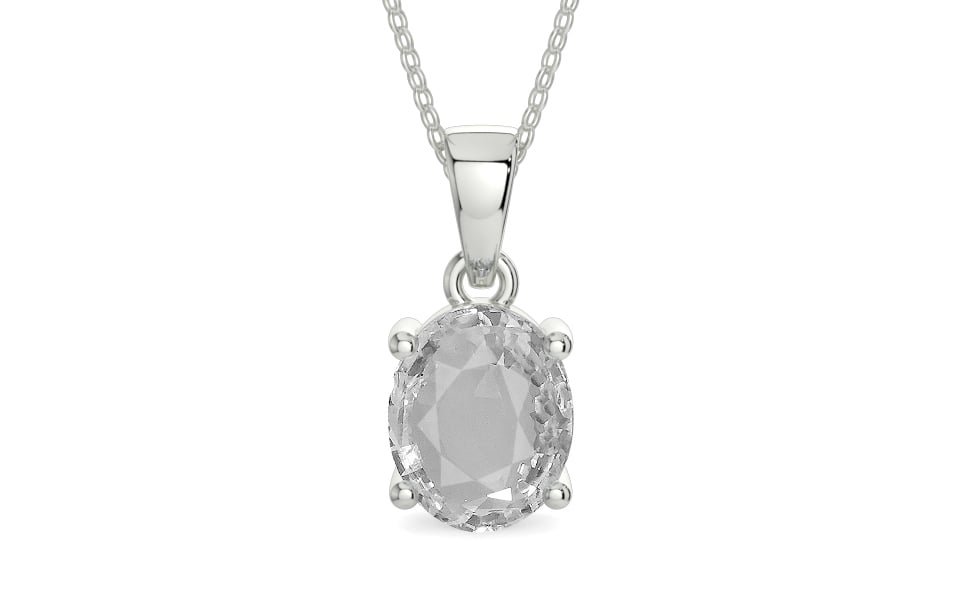 Sterling Silver Ceylon White Sapphire Pendant Rare Quality (P10)