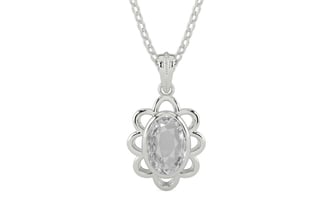 Sterling Silver Ceylon White Sapphire Pendant Rare Quality (P3)