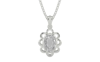 Sterling Silver Ceylon White Sapphire Pendant Rare Quality (P3)