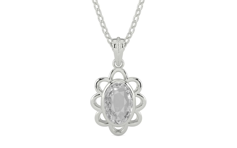Sterling Silver Ceylon White Sapphire Pendant Rare Quality (P3)