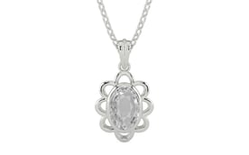 Sterling Silver Ceylon White Sapphire Pendant Rare Quality (P3)
