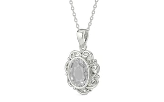 Sterling Silver Ceylon White Sapphire Pendant Rare Quality (P5)
