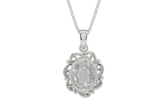 Sterling Silver Ceylon White Sapphire Pendant Rare Quality (P5)