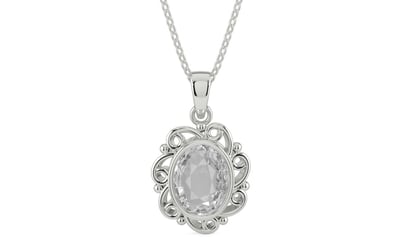 Sterling Silver Ceylon White Sapphire Pendant Rare Quality (P5)