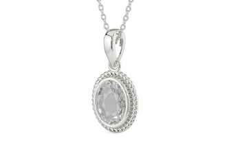 Sterling Silver Ceylon White Sapphire Pendant Rare Quality (P7)