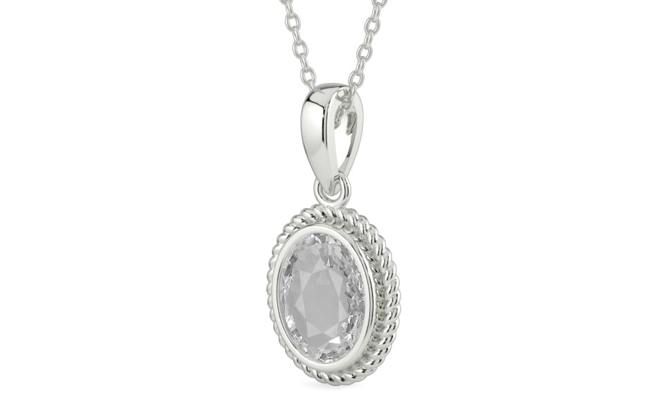 Sterling Silver Ceylon White Sapphire Pendant Rare Quality (P7)