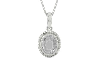Sterling Silver Ceylon White Sapphire Pendant Rare Quality (P7)
