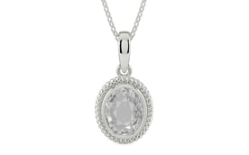 Sterling Silver Ceylon White Sapphire Pendant Rare Quality (P7)