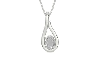 Sterling Silver Ceylon White Sapphire Pendant Rare Quality (P9)