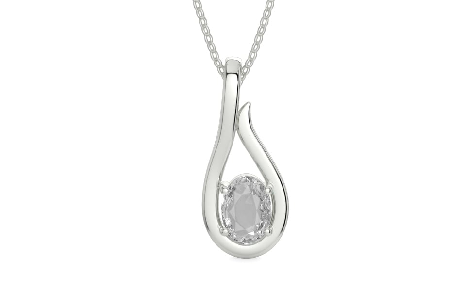 Sterling Silver Ceylon White Sapphire Pendant Rare Quality (P9)