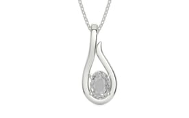 Sterling Silver Ceylon White Sapphire Pendant Rare Quality (P9)