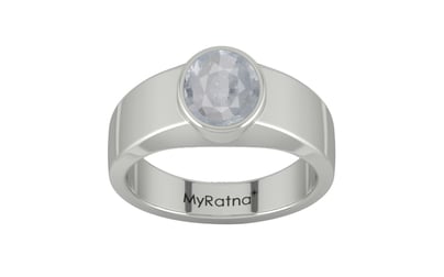 Sterling Silver Ceylon White Sapphire Ring Fine Quality (R10)