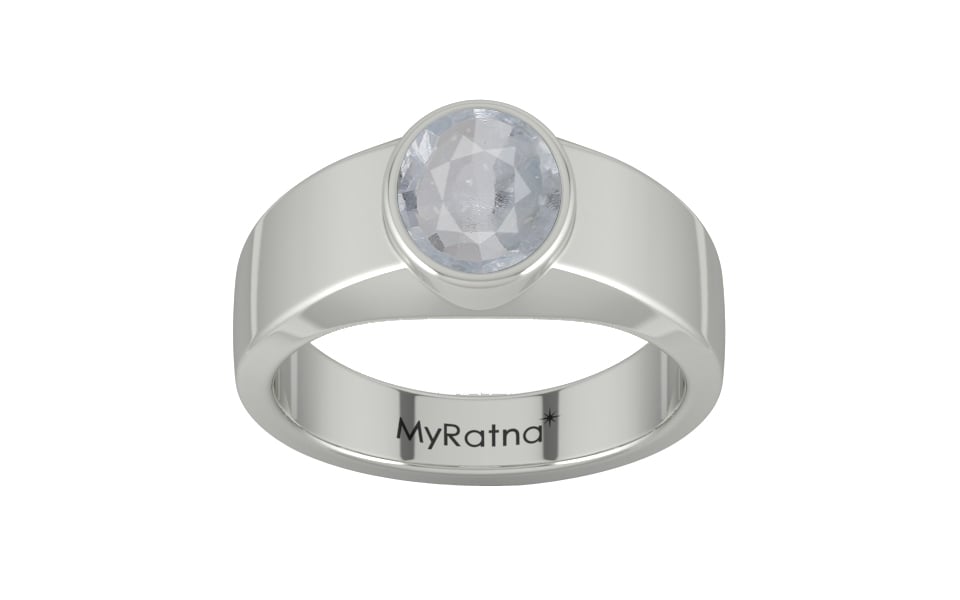 Sterling Silver Ceylon White Sapphire Ring Fine Quality (R10)