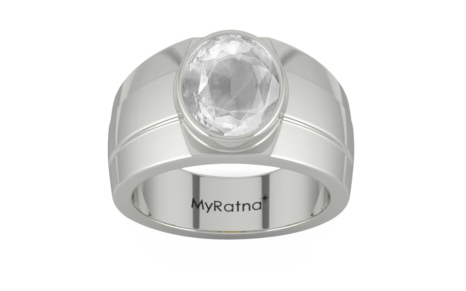 Sterling Silver Ceylon White Sapphire Ring Limited Quality (R1)