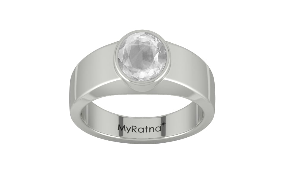 Sterling Silver Ceylon White Sapphire Ring Limited Quality (R10)