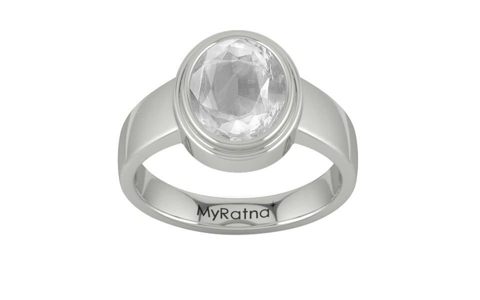 Sterling Silver Ceylon White Sapphire Ring Limited Quality (R3)