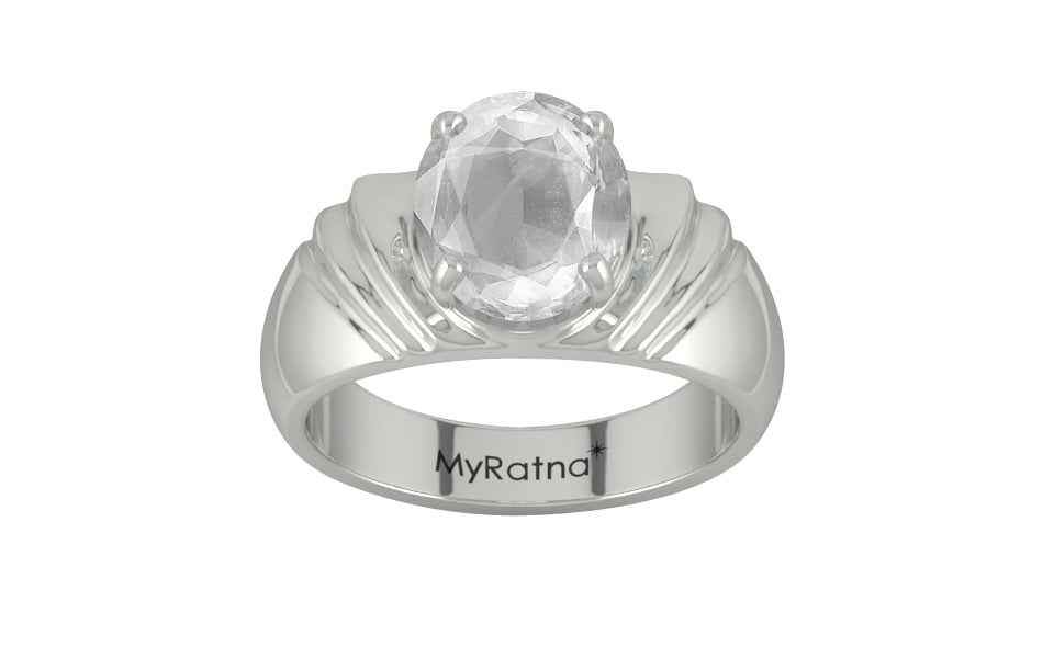Sterling Silver Ceylon White Sapphire Ring Limited Quality (R4)