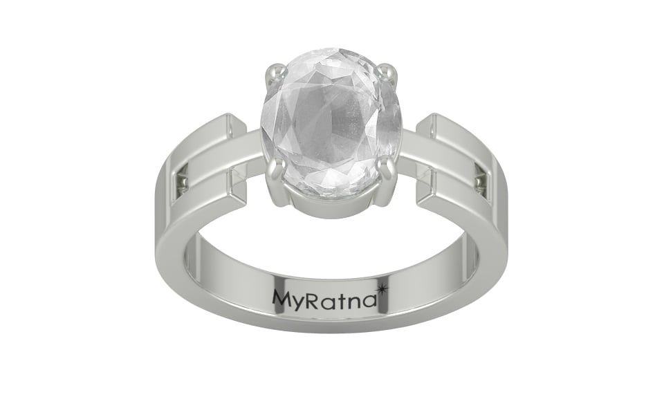 Sterling Silver Ceylon White Sapphire Ring Limited Quality (R8)