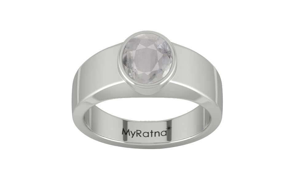 Sterling Silver Ceylon White Sapphire Ring Prime Quality (R10)