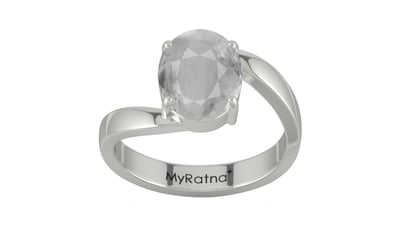 Sterling Silver Ceylon White Sapphire Ring Prime Quality (R2)