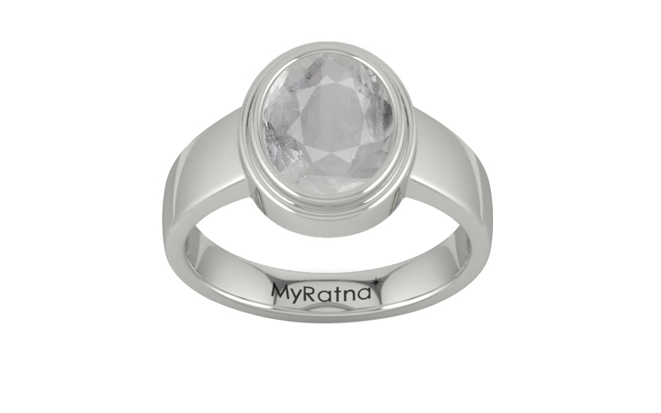Sterling Silver Ceylon White Sapphire Ring Prime Quality (R3)