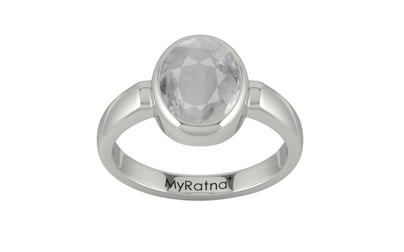 Sterling Silver Ceylon White Sapphire Ring Prime Quality (R6)