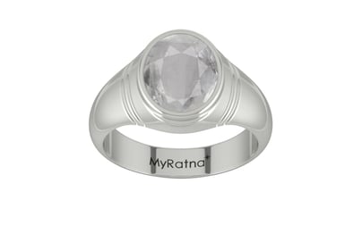 Sterling Silver Ceylon White Sapphire Ring Prime Quality (R7)