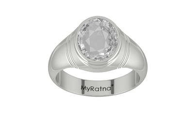 Sterling Silver Ceylon White Sapphire Ring Rare Quality (R7)