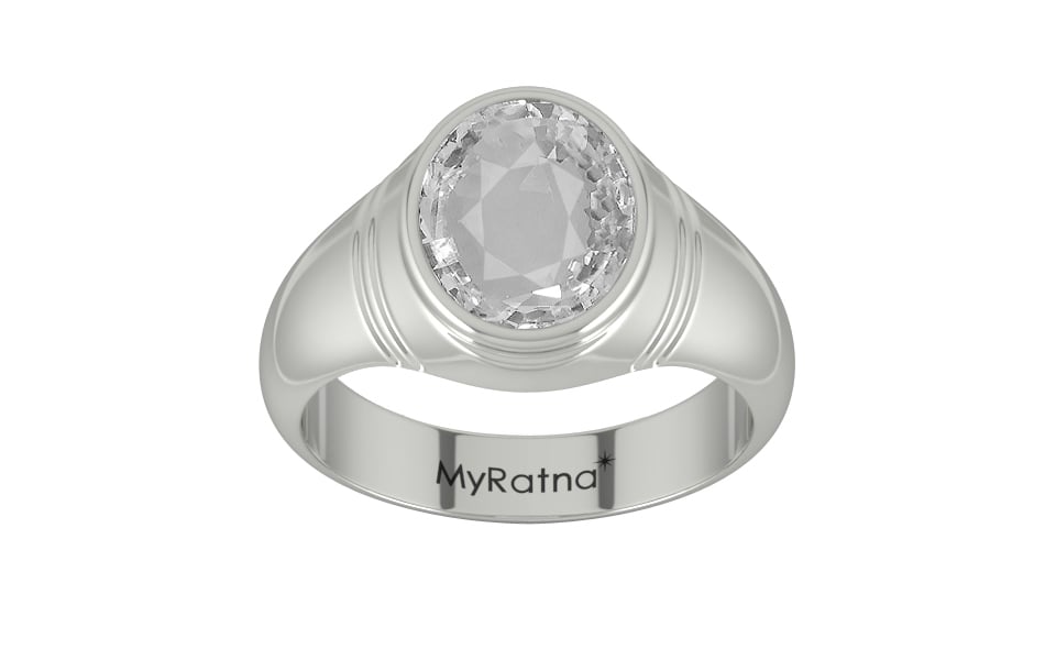 Sterling Silver Ceylon White Sapphire Ring Rare Quality (R7)