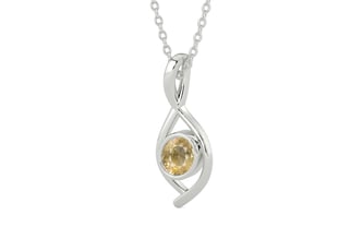 Sterling Silver Ceylon Yellow Sapphire Pendant Fine Quality (P1)