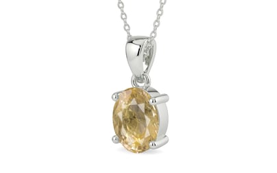 Sterling Silver Ceylon Yellow Sapphire Pendant Fine Quality (P10)