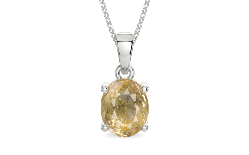 Sterling Silver Ceylon Yellow Sapphire Pendant Fine Quality (P10)