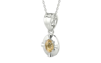 Sterling Silver Ceylon Yellow Sapphire Pendant Fine Quality (P11)