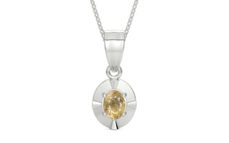 Sterling Silver Ceylon Yellow Sapphire Pendant Fine Quality (P11)