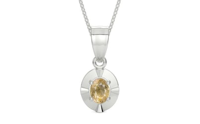 Sterling Silver Ceylon Yellow Sapphire Pendant Fine Quality (P11)