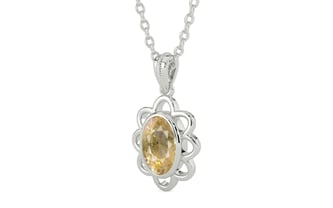 Sterling Silver Ceylon Yellow Sapphire Pendant Fine Quality (P3)