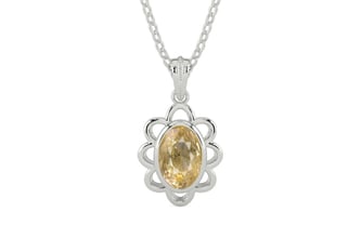 Sterling Silver Ceylon Yellow Sapphire Pendant Fine Quality (P3)