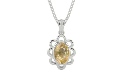Sterling Silver Ceylon Yellow Sapphire Pendant Fine Quality (P3)