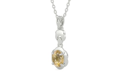 Sterling Silver Ceylon Yellow Sapphire Pendant Fine Quality (P6)