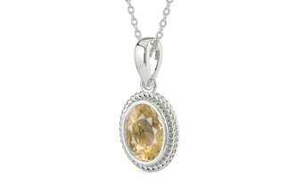 Sterling Silver Ceylon Yellow Sapphire Pendant Fine Quality (P7)