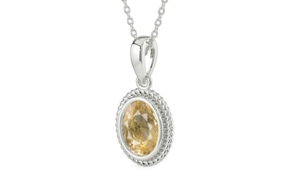 Sterling Silver Ceylon Yellow Sapphire Pendant Fine Quality (P7)