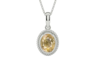 Sterling Silver Ceylon Yellow Sapphire Pendant Fine Quality (P7)