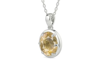 Sterling Silver Ceylon Yellow Sapphire Pendant Fine Quality (P8)