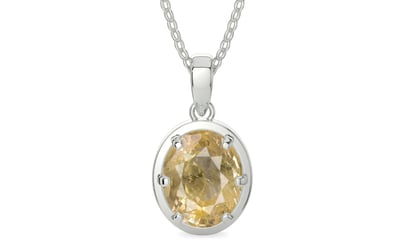 Sterling Silver Ceylon Yellow Sapphire Pendant Fine Quality (P8)