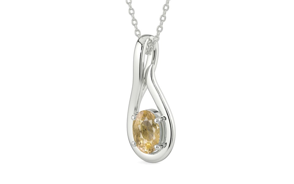 Sterling Silver Ceylon Yellow Sapphire Pendant Fine Quality (P9)